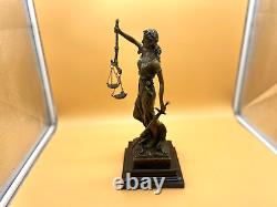 Art Deco Bronze Statue of Justice on Black Marble after Mayer