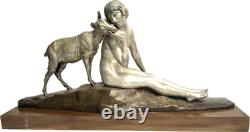Art Deco Bronze Statue with Double Patina by Alexandre Morlon: Confidence to a Friend