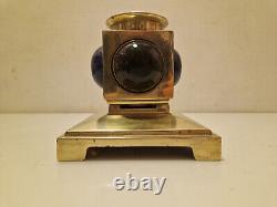 Art Deco Bronze Table Lamp Base with Blown and Bubbled Glass Cabochons 1920
