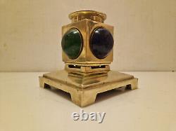 Art Deco Bronze Table Lamp Base with Blown and Bubbled Glass Cabochons 1920