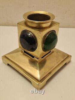 Art Deco Bronze Table Lamp with Blown and Bubbled Glass Cabochons 1920