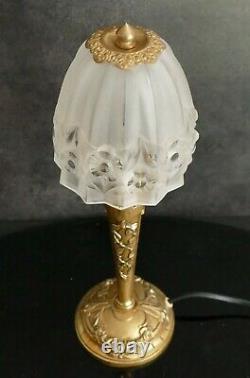 Art Deco Bronze Tulip Glass Moulded Glass Era Degué Muller