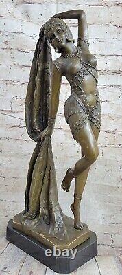 Art Deco Bronze Woman Signed Chiparus Museum Quality on Marble Base
