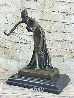 Art Deco Bronze Woman Signed Chiparus Museum Quality on Marble Base Sale