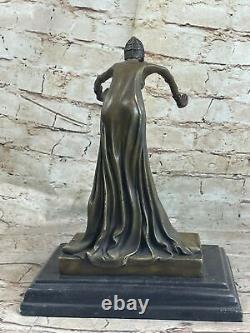 Art Deco Bronze Woman Signed Chiparus Museum Quality on Marble Base Sale