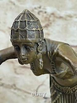 Art Deco Bronze Woman Signed Chiparus Museum Quality on Marble Base Sale