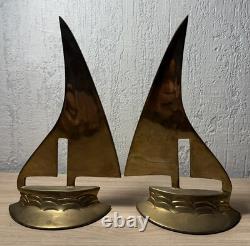 Art Deco Bronze and Brass Bookends with Sails