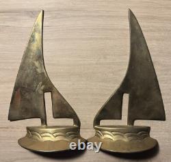 Art Deco Bronze and Brass Bookends with Sails