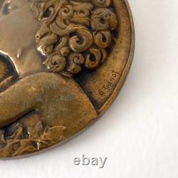 Art Deco Brooch Medal The Faun with the Antelope by François M. Thénot 1930s