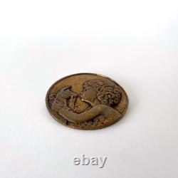 Art Deco Brooch Medal The Faun with the Antelope by François M. Thénot 1930s