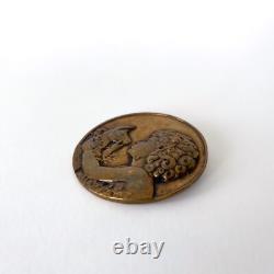 Art Deco Brooch Medal The Faun with the Antelope by François M. Thénot 1930s