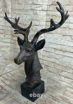 Art Deco Buck Renne Élan Cerf 24 Statue Bronze Figure Sculpture Gift