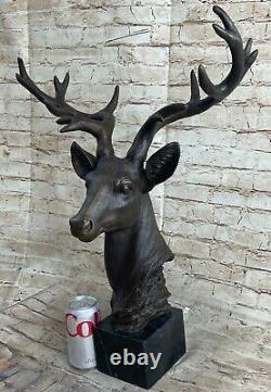 Art Deco Buck Renne Élan Cerf 24 Statue Bronze Figure Sculpture Gift