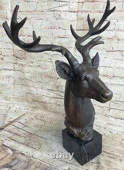 Art Deco Buck Renne Élan Cerf 24 Statue Bronze Figure Sculpture Gift