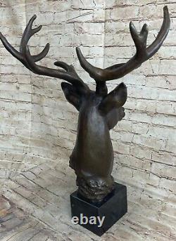 Art Deco Buck Renne Élan Cerf 24 Statue Bronze Figure Sculpture Gift