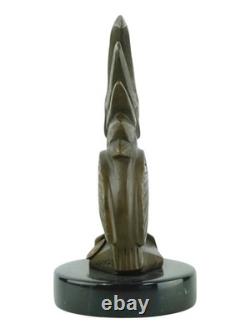 Art Deco Car Mascot Bronze Sculpture Parrot After E. Bourcart