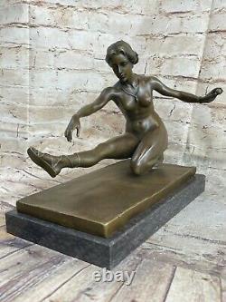 Art Deco Chair Female By French Artist Jean La Bronze Sculpture Statue