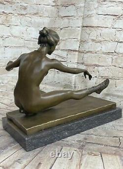 Art Deco Chair Female By French Artist Jean La Bronze Sculpture Statue