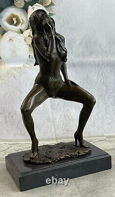 Art Deco Chair Female Signed Original Bronze Sculpture Font Figurine