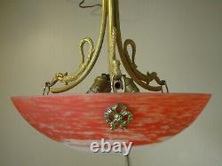 Art Deco Chandelier Art Nouveau Bronze And Glass Pate