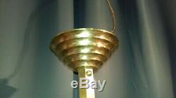 Art Deco Chandelier Genet & Michon 6 Plates Fins And Mount Bronze