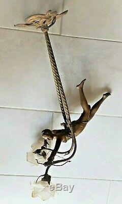 Art Deco Chandeliers Diane Huntress Regulates Bronze Patina Unusual 1930 21981