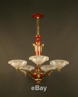 Art Deco Chandeliers Of The 1930 And Bronze Wood / Chandelier Art Deco