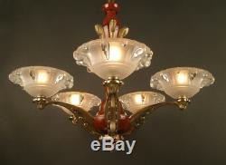 Art Deco Chandeliers Of The 1930 And Bronze Wood / Chandelier Art Deco