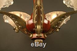 Art Deco Chandeliers Of The 1930 And Bronze Wood / Chandelier Art Deco