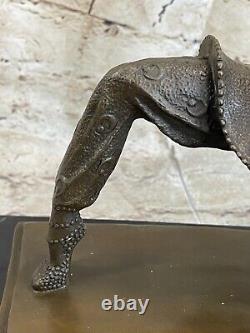 Art Deco, Chiapas Egyptian Bronze Dancer Signed Statue Font Figurine