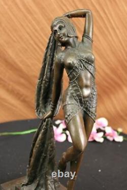 Art Deco Chiparus Erotic Dancer Bronze Sculpture Statue Font Marble Figure