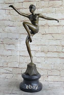 Art Deco Classic Dancer Signed Bronze Figurine Statue Sculpture