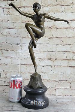 Art Deco Classic Dancer Signed Bronze Figurine Statue Sculpture