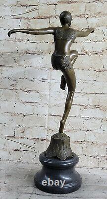 Art Deco Classic Dancer Signed Bronze Figurine Statue Sculpture