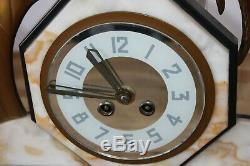 Art Deco Clock With Bronze Bird Decoration E. Guy Style