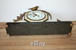 Art Deco Clock With Bronze Bird Decoration E. Guy Style