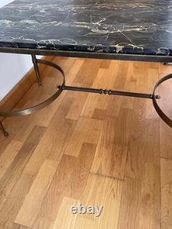 Art Deco Coffee Table Portoro Marble Bronze Brass