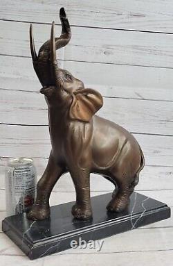 Art Deco Collection Elephant With Box Up Bronze Sculpture Figure