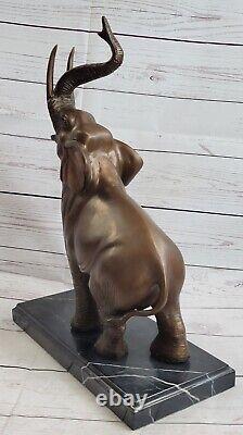 Art Deco Collection Elephant With Box Up Bronze Sculpture Figure