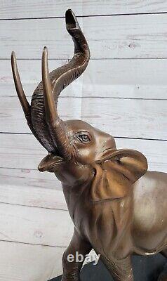 Art Deco Collection Elephant With Box Up Bronze Sculpture Figure