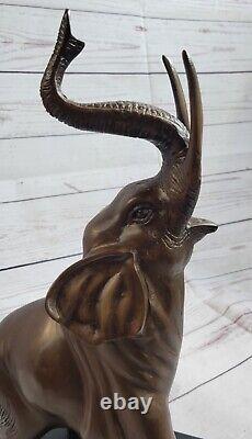 Art Deco Collection Elephant With Box Up Bronze Sculpture Figure