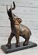 Art Deco Collection Elephant With Trunk Up Bronze Sculpture Figurine