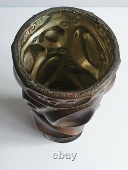 Art Deco Copper Electroplated Identifier on Reverse Painted Glass, 1900