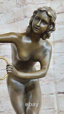 Art Deco Corinthian Dancer Signed Chair Solid Bronze Statue Colinet Fonte