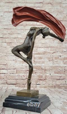 Art Deco Dancer Flag Bronze Sculpture Marble Statue Figurine Deal