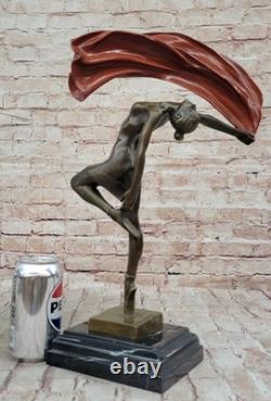 Art Deco Dancer Flag Bronze Sculpture Marble Statue Figurine Deal