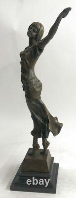 Art Deco Dancer Statue Figurine Signed D. H. Chiparus in Bronze Decorative NR