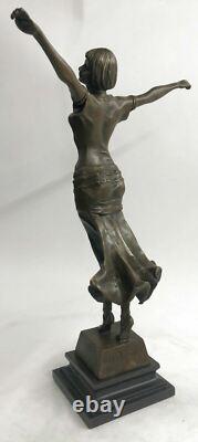 Art Deco Dancer Statue Figurine Signed D. H. Chiparus in Bronze Decorative NR