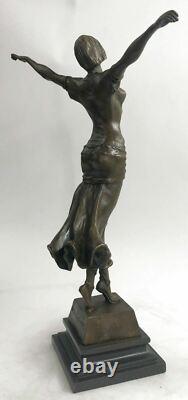 Art Deco Dancer Statue Figurine Signed D. H. Chiparus in Bronze Decorative NR