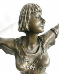 Art Deco Dancer Statue Figurine Signed D. H. Chiparus in Bronze Decorative NR